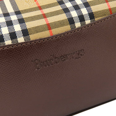 バーバリー BURBERRY ノバチェック シャドーホース トート ベージュ×ブラウン キャンバス レザー トートバッグ チェック ショルダー