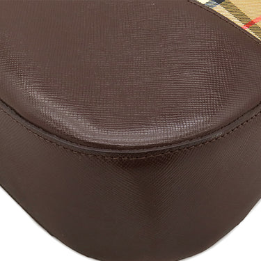 バーバリー BURBERRY ノバチェック シャドーホース トート ベージュ×ブラウン キャンバス レザー トートバッグ チェック ショルダー