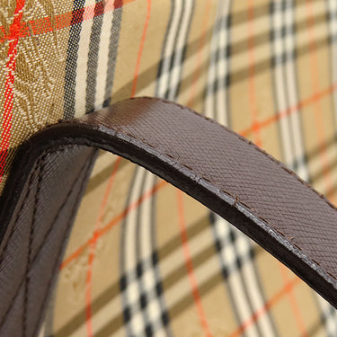 バーバリー BURBERRY ノバチェック シャドーホース トート ベージュ×ブラウン キャンバス レザー トートバッグ チェック ショルダー