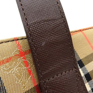 バーバリー BURBERRY ノバチェック シャドーホース トート ベージュ×ブラウン キャンバス レザー トートバッグ チェック ショルダー