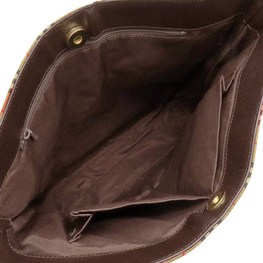 バーバリー BURBERRY ノバチェック シャドーホース トート ベージュ×ブラウン キャンバス レザー トートバッグ チェック ショルダー