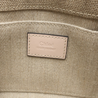 クロエ Chloe リネン製 Woody ミニトートバッグ CHC22AP237I266J5 セメントピンク リネン リネンキャンバス シャイニーカーフスキン 2WAYバッグ ハンドバッグ ショルダー