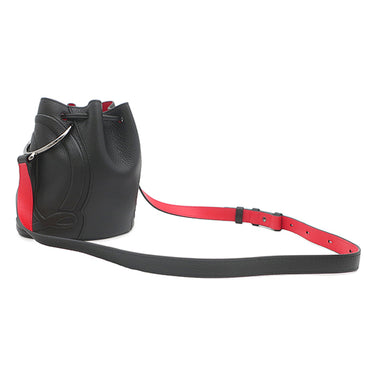 クリスチャンルブタン Christian Louboutin By My Side バケットバッグ 3235080 ブラック カーフ ショルダーバッグ ガンメタル金具 黒 赤 巾着 ショルダー CLロゴ