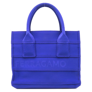 フェラガモ FERRAGAMO グログラン トート 214988 ラピス ファブリック トートバッグ 青 ロゴ ミニトート ビーチバッグ