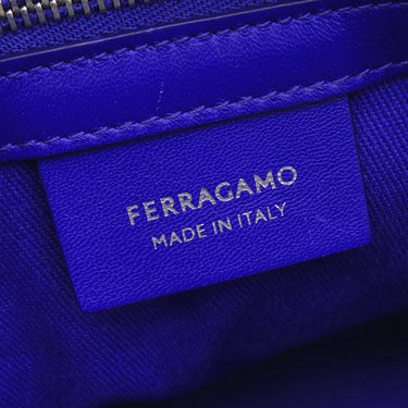 フェラガモ FERRAGAMO グログラン トート 214988 ラピス ファブリック トートバッグ 青 ロゴ ミニトート ビーチバッグ