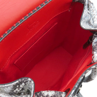 クリスチャンルブタン Christian Louboutin エクスプローラー ファンク シルバー レザー ラバー リュック・デイパック ガンメタル金具 パイソン柄 スタッズ ショルダー 2WAY