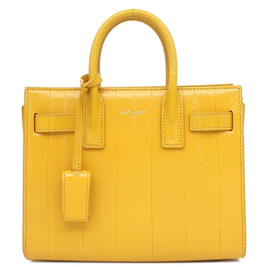 イヴ・サンローラン Yves Saint Laurent サックドジュール ナノ イエロー レザー 2WAYバッグ ゴールド金具 黄色 トート ハンドバッグ ショルダー