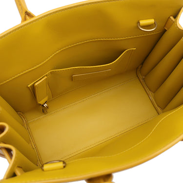 イヴ・サンローラン Yves Saint Laurent サックドジュール ナノ イエロー レザー 2WAYバッグ ゴールド金具 黄色 トート ハンドバッグ ショルダー