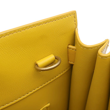 イヴ・サンローラン Yves Saint Laurent サックドジュール ナノ イエロー レザー 2WAYバッグ ゴールド金具 黄色 トート ハンドバッグ ショルダー