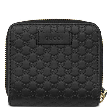 グッチ GUCCI コンパクト ジップウォレット 449895 ブラック レザー 二つ折り財布 ゴールド金具 アウトレット品