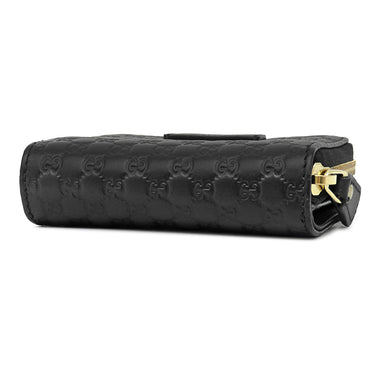 グッチ GUCCI コンパクト ジップウォレット 449895 ブラック レザー 二つ折り財布 ゴールド金具 アウトレット品