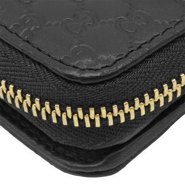 グッチ GUCCI コンパクト ジップウォレット 449895 ブラック レザー 二つ折り財布 ゴールド金具 アウトレット品