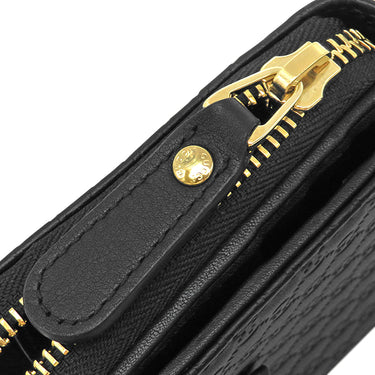 グッチ GUCCI コンパクト ジップウォレット 449895 ブラック レザー 二つ折り財布 ゴールド金具 アウトレット品