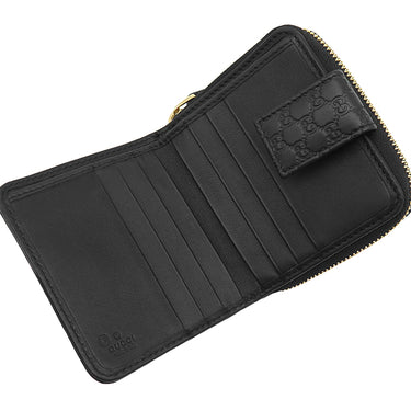 グッチ GUCCI コンパクト ジップウォレット 449895 ブラック レザー 二つ折り財布 ゴールド金具 アウトレット品