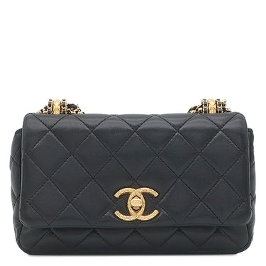 シャネル CHANEL マトラッセ ミニ チェーン AS4972 ブラック ラムスキン ショルダーバッグ ゴールド金具 3連 3重 リペア有