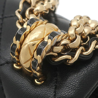 シャネル CHANEL マトラッセ ミニ チェーン AS4972 ブラック ラムスキン ショルダーバッグ ゴールド金具 3連 3重 リペア有