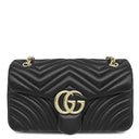 グッチ GUCCI GGマーモント ミディアム ショルダー 837267 ブラック ラムスキン ショルダーバッグ シャンパンゴールド金具 ダブルG チェーンバッグ キルティング
