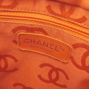 シャネル CHANEL カンボンライン ミディアム A25167 ベージュ×オレンジ レザー エナメル トートバッグ シルバー金具 キルティング ココマーク