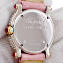 腕時計 ショパール CHOPARD ハッピースポーツ 27/6457-42 クオーツ レディース K18WG無垢 シェル 純正ダイヤ&ピンクサファイア