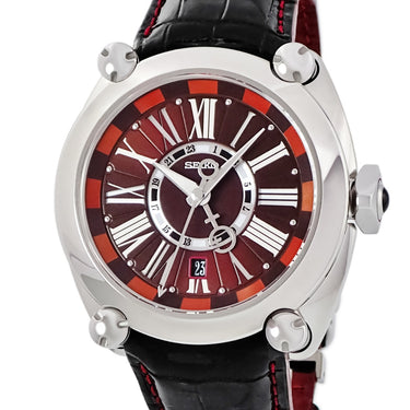腕時計 セイコー SEIKO ガランテ GMT SBLM005 8L36-00C0 自動巻き メンズ デイト デュアルタイム ローマン ワインレッド 赤