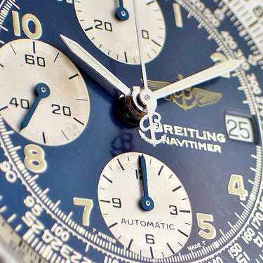 腕時計 ブライトリング BREITLING オールド ナビタイマー A13022 A132C05LBA 自動巻き メンズ ブルー アラビア 回転ベゼル デイト