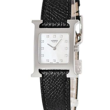 腕時計 エルメス HERMES Hウォッチ PM HH1.210 HH1.210.283/ZBA クオーツ レディース 純正ダイヤ ホワイト シェル H型 スクエア 2針