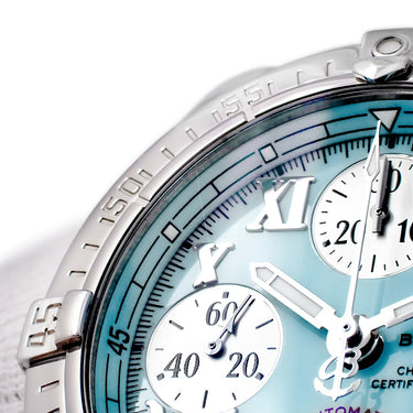 腕時計 ブライトリング BREITLING クロノ コックピット A13358 自動巻き メンズ ターコイズブルー 水色 スモールセコンド ローマン