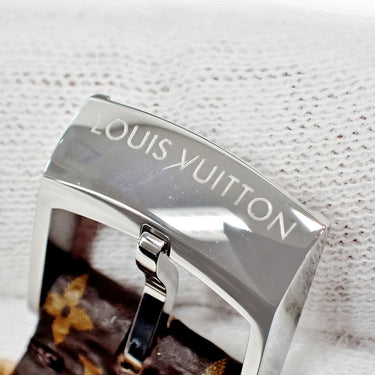 ルイヴィトン LOUIS VUITTON 純正 タンブール用 レザーバンド ブラウン レザー ステンレススチール 腕時計パーツ ベルト 純正SS製尾錠付き モノグラム キャンバス 替え 15mm ブラウン