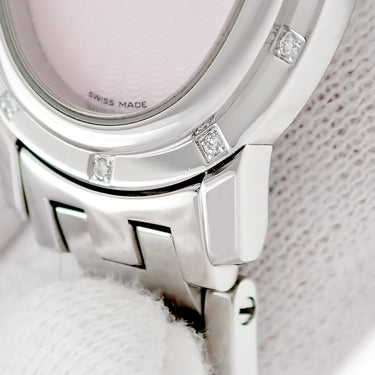 腕時計 エルメス HERMES クリッパー オーバル ナクレ CO1.230 クオーツ レディース 純正ダイヤ ピンク シェル ギョーシェ