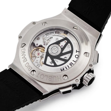 腕時計 ウブロ HUBLOT ビッグバン スチール ダイヤモンド 301.SX.130.RX.114 自動巻き メンズ 純正ダイヤ ブラック クロノグラフ
