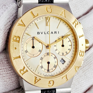 腕時計 ブルガリ BVLGARI ディアゴノ スポーツ クロノグラフ CH35SG クオーツ メンズ K18YG×SS コンビ デイト スモールセコンド