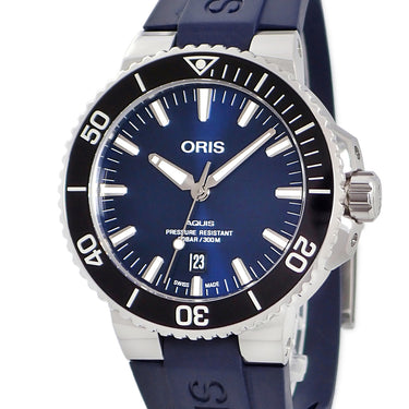 腕時計 オリス ORIS アクイス デイト 01 733 7730 4135-07 4 24 65EB 自動巻き メンズ ブルー 逆回転防止ベゼル バー ダイバーズ