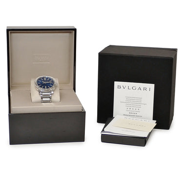 腕時計 ブルガリ BVLGARI ブルガリブルガリ BB41S 102396 自動巻き メンズ OH済 ブルー 青 サンレイ バー アラビア デイト