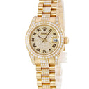 腕時計 ロレックス ROLEX デイトジャスト 26 179158 D番 自動巻き レディース メーカーOH済 D番 K18YG無垢 純正ダイヤ パヴェ