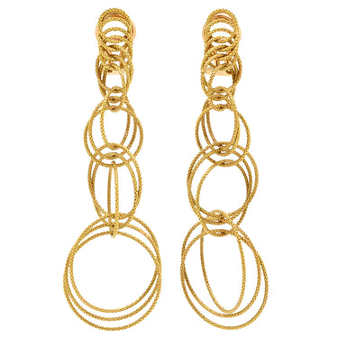 ブチェラッティ BUCCELLATI ハンドツイステッドスレッド ハワイ イエローゴールド K18YG K18PG(留め具) ピアス 18K 750 3連 サークル 立体デザイン ドロップ スウィング