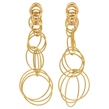 ブチェラッティ BUCCELLATI ハンドツイステッドスレッド ハワイ イエローゴールド K18YG K18PG(留め具) ピアス 18K 750 3連 サークル 立体デザイン ドロップ スウィング