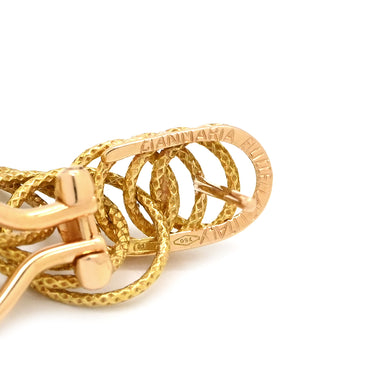 ブチェラッティ BUCCELLATI ハンドツイステッドスレッド ハワイ イエローゴールド K18YG K18PG(留め具) ピアス 18K 750 3連 サークル 立体デザイン ドロップ スウィング