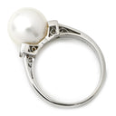 ミキモト MIKIMOTO 花珠パール ダイヤモンド パールホワイト×プラチナシルバー Pt950 パール ダイヤモンド リング 指輪 Pt950 プラチナ 1粒 真珠 アコヤ あこや 大粒 13号