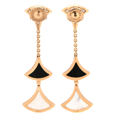 ブルガリ BVLGARI ディーヴァ ドリーム ホワイト×ブラック×ピンクゴールド K18PG オニキス マザーオブパール ピアス 白 黒 Au750 18K ドロップ スイング オニキス シェル