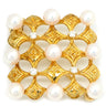 ミキモト MIKIMOTO パール ダイヤ スクエア パールホワイト×イエローゴールド K18YG パール ブローチ シェル 750 18K YG