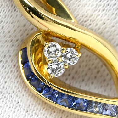 ポーラ POLA サファイア ダイヤ デザイン ペンダント ブルー×イエローゴールド K18YG サファイア ダイヤモンド ネックレス 青 18K 750 YG