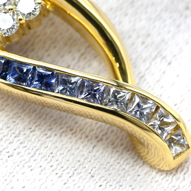 ポーラ POLA サファイア ダイヤ デザイン ペンダント ブルー×イエローゴールド K18YG サファイア ダイヤモンド ネックレス 青 18K 750 YG