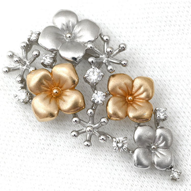 タサキ TASAKI ダイヤモンド フラワーモチーフ ホワイトゴールド×ピンクゴールド K18WG K18PG ダイヤモンド ペンダントトップ Au750 18K 8石 チャーム コンビカラー マット