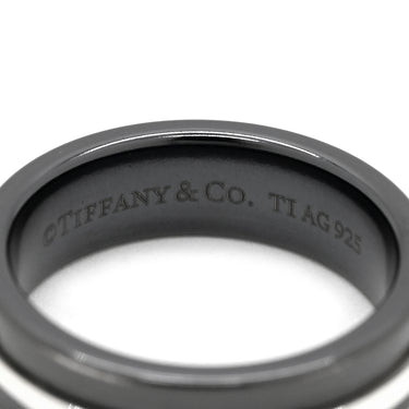 ティファニー Tiffany & Co T TWO リング ブラック×シルバー シルバー925 チタン リング 指輪 黒 T＆Co SV925 9号