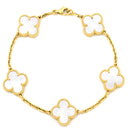 ヴァンクリーフアーペル Van Cleef & Arpels ヴィンテージアルハンブラ 5モチーフ VCARA41800 パールホワイト×イエローゴールド K18YG マザーオブ パール ブレスレット 白 750 18K YG シェル