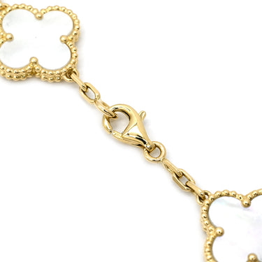 ヴァンクリーフアーペル Van Cleef & Arpels ヴィンテージアルハンブラ 5モチーフ VCARA41800 パールホワイト×イエローゴールド K18YG マザーオブ パール ブレスレット 白 750 18K YG シェル
