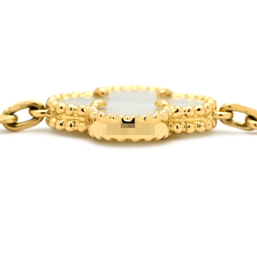 ヴァンクリーフアーペル Van Cleef & Arpels ヴィンテージアルハンブラ 5モチーフ VCARA41800 パールホワイト×イエローゴールド K18YG マザーオブ パール ブレスレット 白 750 18K YG シェル