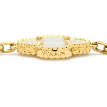 ヴァンクリーフアーペル Van Cleef & Arpels ヴィンテージアルハンブラ 5モチーフ VCARA41800 パールホワイト×イエローゴールド K18YG マザーオブ パール ブレスレット 白 750 18K YG シェル