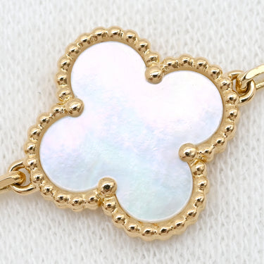 ヴァンクリーフアーペル Van Cleef & Arpels ヴィンテージアルハンブラ 5モチーフ VCARA41800 パールホワイト×イエローゴールド K18YG マザーオブ パール ブレスレット 白 750 18K YG シェル