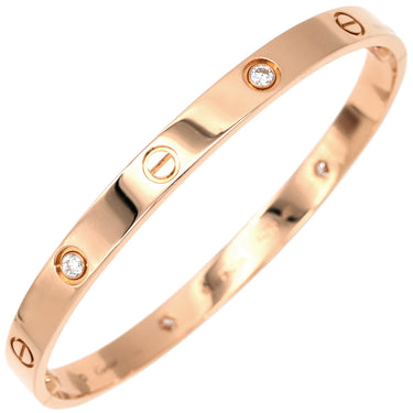 カルティエ Cartier LOVE ラブブレスレット 旧型 ハーフダイヤ B6036019 ピンクゴールド K18PG ダイヤモンド #19 ブレスレット Au750 18K 18金 4P 4石